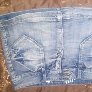 YMI Sky Blue Denim Pencil Skirt